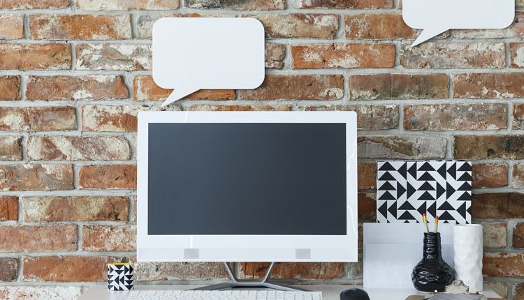 Desk with computer