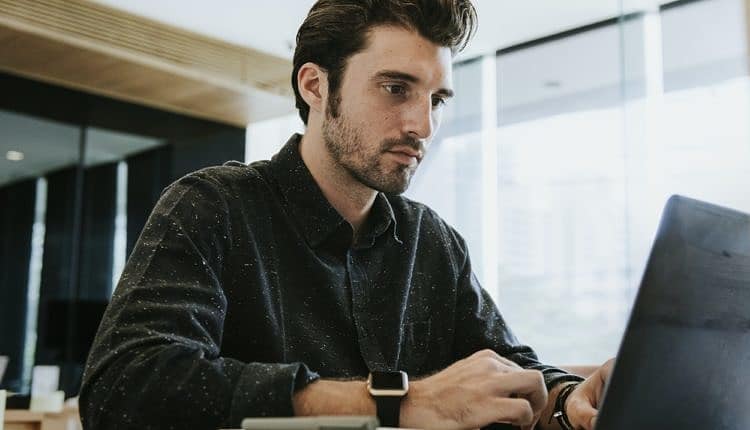 Man working on a computer