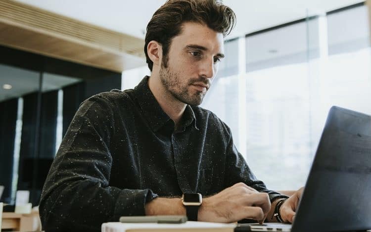 Man working on a computer