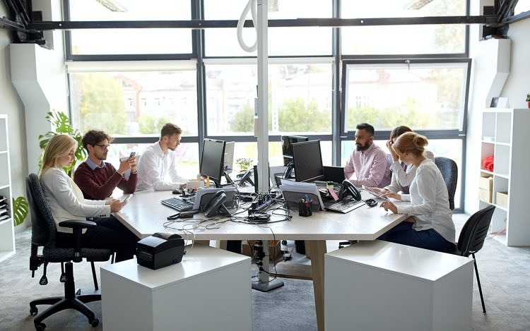 business team with computers working at office