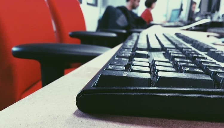 Young kids doing computer in school computer lab