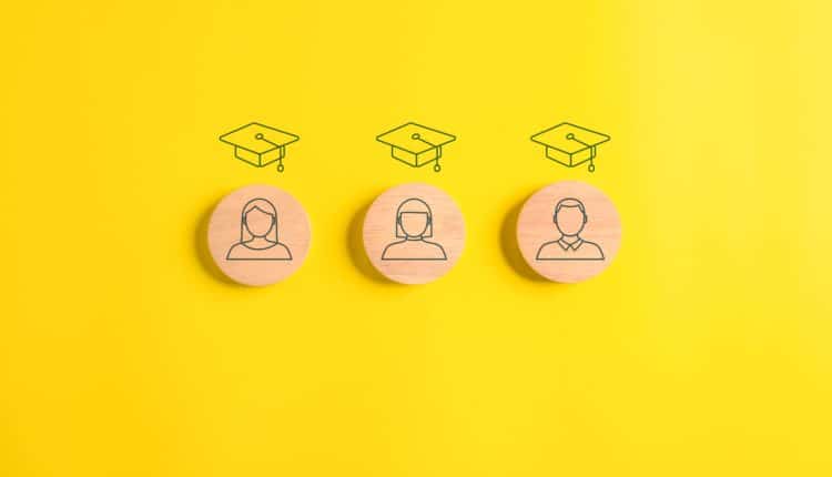 education icon and graduate cap concept. person graduation icon. High quality photo