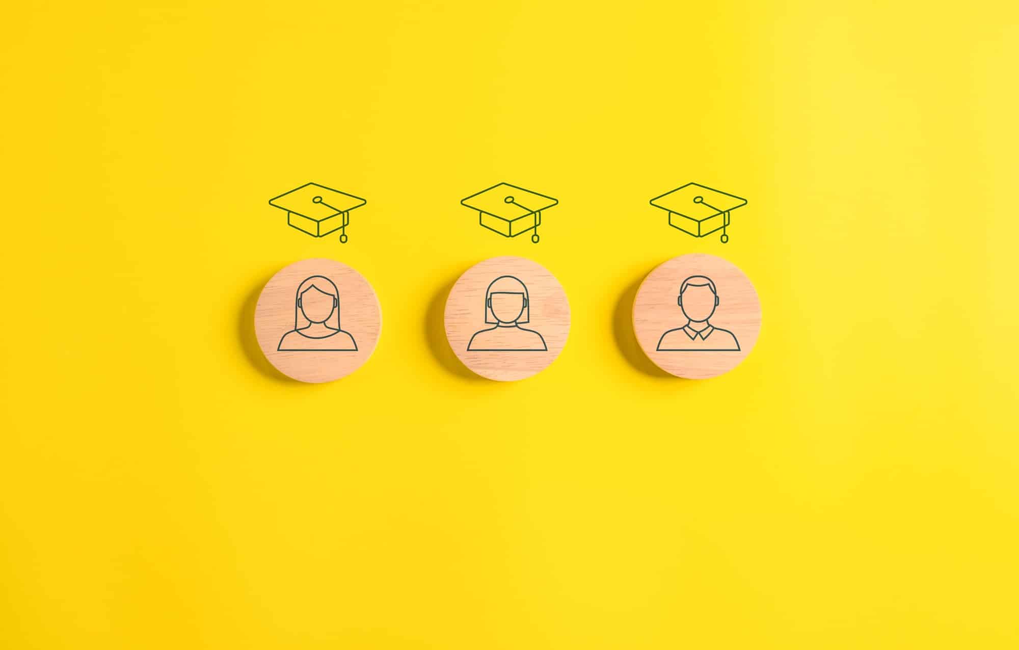 education icon and graduate cap concept. person graduation icon. High quality photo