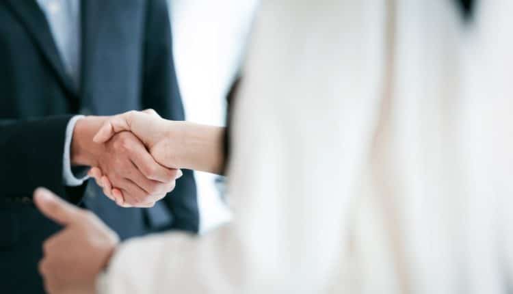 Business people making handshake with partner, greeting, dealing, merger and acquisition