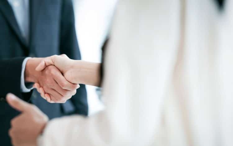 Business people making handshake with partner, greeting, dealing, merger and acquisition
