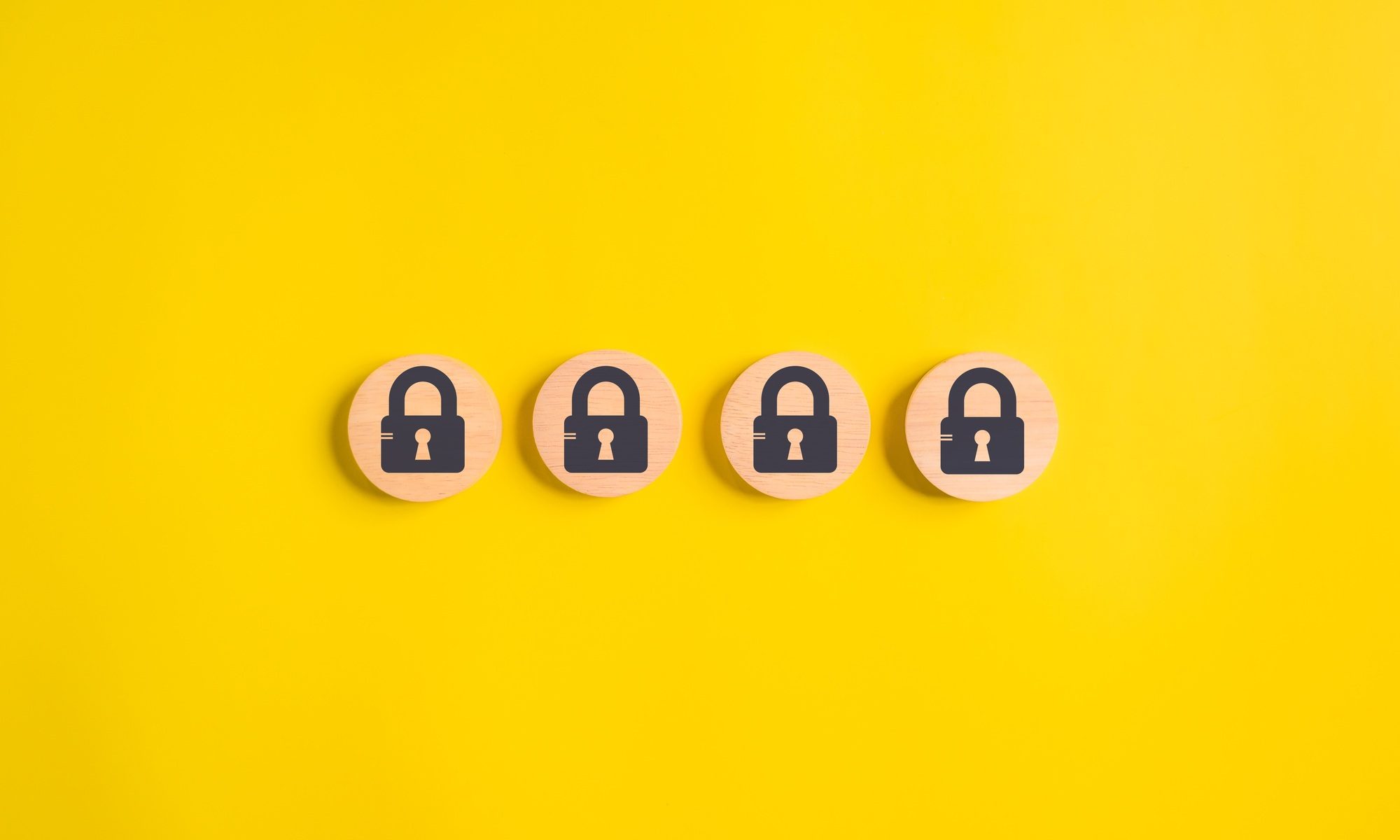 lock on wooden isolate background. privacy security lock. protect data.