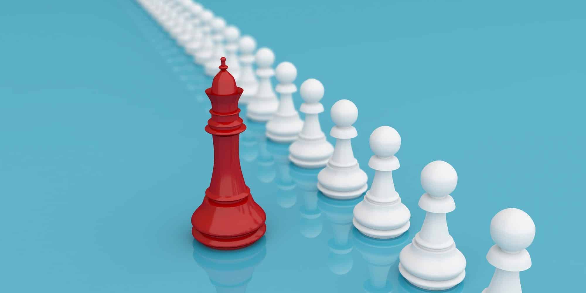 Leadership or different concept with red and white chess