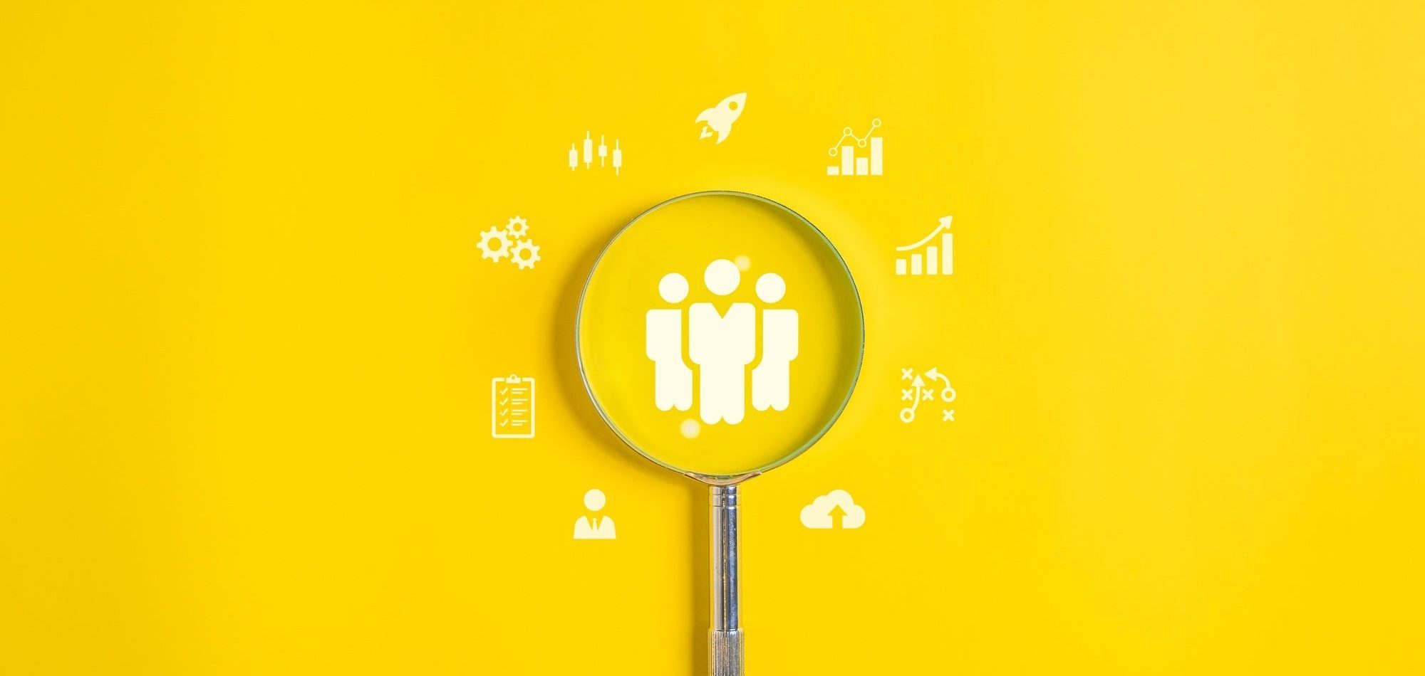 People employees icons on wooden blocks, Business and teamwork concept, Unity of company,