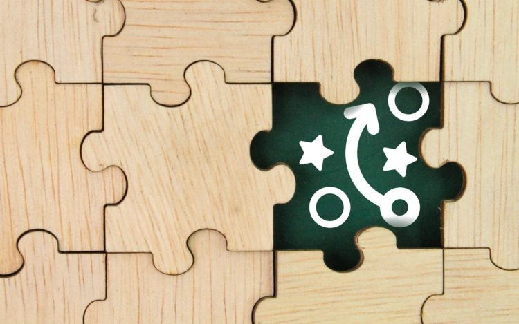 wooden puzzle with Planning, strategy or tactics icons. the concept of business strategy or business
